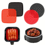 1tk BPA-vaba Kleepumatu Silikoonist Air Fryer Liner taasakasutatav Tervislikuks K&uuml;psetamiseks. , 21,59 cm kvadratas - juodas