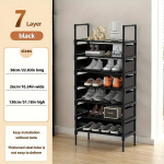 Lihtsasti Kokkupandav 7/8 Taseme Metallist Jalan&otilde;ude Riiul K&uuml;lgtaskutega , 7 juodos spalvos sluoksniai