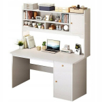 Valge arvutilaua, loft, s&uuml;learvuti all, kirjutuslaud koos raamaturiiuliga, suur m&auml;ngulaud