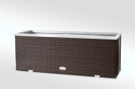 Alumiiniumist metallist viimistlusega pol&uuml;uretaanist lillepott, suitsupruun, 100 cm x 30 cm x 60 cm