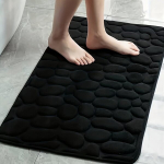 1tk Kivimustriline Pehme WC Vaip, Vannimatt, Libisemiskindel Vaip, 60*90cm juoda