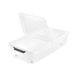 Ratastel kaanega kast alusvoodikasti Leo 77x58x16 cm 53L l&auml;bipaistev