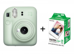Instant Camera Fujifilm Instax Mini 12 (mint green) + 20 Fujifilm Instax Mini Film (Glossy) (Color)
