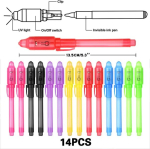 Qianli 14 tk n&auml;htamatud tindipliiatsid UV-valgusega n&auml;htamatu tindipliiats &ndash; ideaalne s&uuml;nnip&auml;evakingitus poistele, t&uuml;drukutele