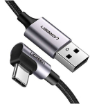 Ugreen US284 USB-C kaabel, 3A, 1 m, must