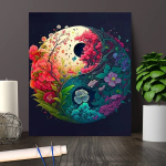 T&auml;iskasvanutele isetegemine numbrite j&auml;rgi maalimine L&otilde;uend Yin Yangi disainiga maalimiskomplekt ilma raamita, k&auml;sitsi maalitud koduseinte kaunistamiseks, ideaalne kingitus s&otilde;brap&auml;evaks, isadep&auml;evaks, emadep&auml;evaks, j&otilde;uludeks &ndash; 40,64x50,8 cm l&otilde;uend (1 tk)