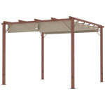 3 x 3 m aia pergola, reguleeritav terrassikatus, alumiiniumraamiga, UPF30+ p&auml;ikesekaitsega, naturaalpuu, Natūrali mediena