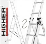 Alumiiniumist universaaltrepid HIGHER 3x9, 150 kg, multifunktsionaalsed