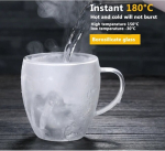 Topelt seina klaasist tass - kohviklaas 450 ml, 3 tk.