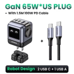 Ugreen 65W &uuml;sna kiire laadija robotikujundusega - 1,5 m 100W kaabliga, 1,