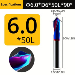 1tk 65 Kraadi Nanomeetri Sinine Volfram Teras Punkt Puuri Faasimise Nuga Auk Positsioneerimine Puurimine Keskne Puurimine CNC Teras 90 Kraadi., 1vnt 6-D6-50