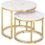 OLIS kohvilaudade komplekt 43 cm/53 cm valge marmorist kuldne Glamour elutuppa