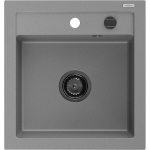 &Uuml;hekordne graniidist valamu Mexen Vito 520 x 490 mm, hall, Juoda sifoon - 6503521000-71-B