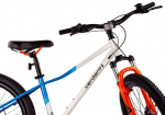 M&auml;giratas MTB 24 tolli poistele ja t&uuml;drukutele esimeseks kommuuniks, Shimano 7-k&auml;iguline, amordiga, laiad rehvid, Calix valge-sinine