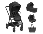 K&auml;rukomplekt 3in1 KikkaBoo Mia Black koos vankrikorviga ja i-Size turvatooliga