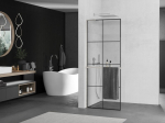 Mexen Kioto+ L du&scaron;isein koos Walk-in riiuliga 70 x 200 cm, must ruudustik, harjatud nikkel - 800-070-123-97-77