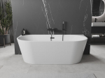 Mexen Oval vann vaba seisev seinaga 160 x 80 cm, valge, &uuml;levool must - 52671608000-70, 160 x 80 cm