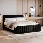 Voodi SOMNELLA + Madrats SAPNAS 2 XL|180x200|Must|Veluur