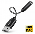 USB-adapter Axagon AXAGON ADA-HA, USB-A helialli adapter 3,5 mm pesa jaoks, Hi-Res DAC, 384 kHz / 32 bit, stereo