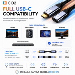 CO2 USB-C pikenduskaabel kiirlaadimisega USB T&Uuml;&Uuml;P C 4K 20GBPS 100W 2M