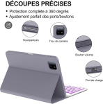 Klaviatuuriga &uuml;mbris iPad 6/6 Pro jaoks, taustvalgustusega, juhtmevaba, lilla &mdash; tahvelarvuti tarvikud, bluetooth klaviatuur, kaitse&uuml;mbris, nahkkattega &uuml;mbris, apple tarvikud, tugijalaga &uuml;mbris, kontoritarbed