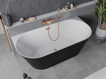 Mexen Oval Slim vann jalgadel, vastu seina 170 x 80 cm, valge/must, roosa kuldse &uuml;levooluga - 52661708075-60, 170 x 80 cm