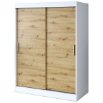 L&uuml;kandkapp riiulite ja riidepuudega Belvedo Gold mattvalge / Artisan tamm 150 x 200 cm komplekt