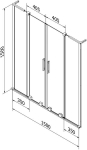 Mexen Velar L Duo vannituba kahe tiivaga l&uuml;kanduks 150 x 150 cm, h&auml;rmatis, valge - 896-150-003-32-20