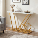 Konsollilaud, 100x29.5x81 cm, Valge, Marmorimustriga