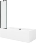 Mexen Cube ristk&uuml;likukujuline vann 180 x 80 cm koos ehitise ja 1-tiivaline vahesein 50 cm, must muster - 550518080X9505007070, 180 x 80 cm
