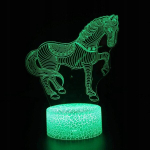 Led 3d &ouml;&ouml;lamp Horse Zebra 16 v&auml;rvi kaugjuhtimispuldiga