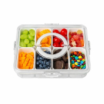 Suupistetaldrik 4 lahtriga, l&auml;bipaistev, 1 tk, 2-piece set [4-compartment container + 1 transparent lid]
