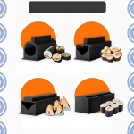 17-osaline sushikomplekt: taldrikud, s&ouml;&ouml;gipulgad, bambusmatt