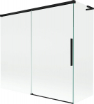 Mexen Rox L vannitoa vahesein, 2-osaline l&uuml;kanduks 170 + 75 x 150 cm, l&auml;bipaistev, must - 8C9L-170-075-70-00