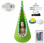 Lastele m&otilde;eldud &bdquo;Kookon&rdquo; kiik LED-valgustusega, sensoorne rippuv tool, 80 kg, kaugjuhtimispuldiga
