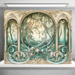 Art d&eacute;co pol&uuml;esterist taust loodusmotiividega Pickify, 179.83cm*234.95cm