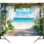 Troopiline Palmipuu ja Ookeani Taustapannoo Pickify, 210*150cm/82.6*59inch