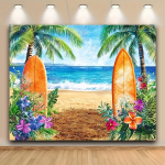 Troopiline Rannamaastik Fototaust Palmipuudega Pickify, 150*100cm/59*39.5inch