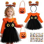 T&uuml;drukute halloweenikleit, oranž, 130 cm