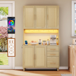 K&ouml;&ouml;gikapp, 183 cm, LED valgustus, 2 USB, 3 sahtlit
