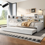 Voodisohva, 140x200 cm, USB, v&auml;ljat&otilde;mmatav voodi, 3 karpi