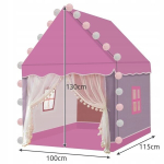 Laste telk "V&auml;ike loss" koos LED tuluketiketiga, 130&times;100&times;115 cm, roosa/hall, KRUZZEL