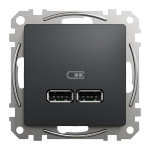 Usb A+a 2,1a laadimispesa, must antratsiit, Sedna Design