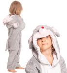 Laste pidžaama Kigurumi kost&uuml;&uuml;m, hall hiireke, 125-135 cm, 125/140 cm