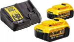 Pakend 2 akut DEWALT XR 18V 4Ah Li-Ion + laadija - DCB1104M2-QW