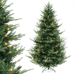 Costway 240 cm kunstkuusk 450 sooja valge LED-tulega