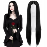 Korbi Morticia Addams parukas, must, 70 cm