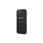 AMG AMHCP14LGSEBK iPhone 14 Pro 6,1 musta / musta nahkinis dėklas su įspaustomis linijomis