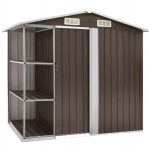 vidaXL aiakuur riiulitega pruun 205 x 130 x 183 cm, raud