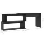 vidaXL nurga kirjutuslaud, hall 200 x 50 x 76 cm puitlaastplaat